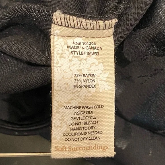 SOFT SURROUNDINGS Black Twilight Floral Pants Size XS(2/4) Thick Pull-On Casual - Picture 10 of 11